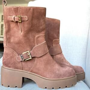 Michael Kors Perry Brown Suede Lug Sole Ankle Boots Women’s 8.5 NWOB